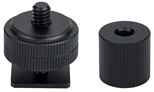 JJC Kamera Blitzschuh Adapter – Cold Shoe Base mit 1/4 Schraube, Dual Locking Muttern + Zylindermutter Set für 1/4''-20 Gerät Licht Flash Mikrofon Stativ für SmallRig Magic Arm 1498 1497