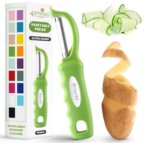 Spring Chef Premium Swivel Vegetable Peeler, Soft Grip Handle and Ultra Sharp Stainless Steel Blades - Perfect Kitchen Peeler For Veggie, Fruit, Potato, Carrot, Apple - Green