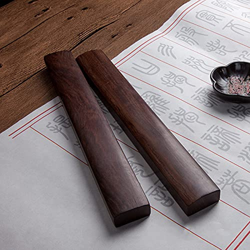 Wooden Calligraphy Paperweight,Rosewood Paper Flat Paperweight,（1 Pair of8.66X1.5 inch） Calligraphy Painting/Writing/Drawing Town Ruler,Soild Wood Town Ruler for Calligraphy Practice,