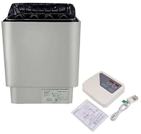 UIGJIOG Sauna oven sauna set 220 V stainless steel dry steam bath,stove with external control,temperature 32-210 °F for 5-13 m³ room, home, sauna room, bathroom, shower, spa,6 KW