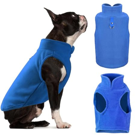 PETCUTE Hundvinterkappa med varmt fleecefoder, husdjurskläder med hål för sele, varm pullover, hundjacka i fleece för kallt väder, hundkläder för valpar, små hundar, fleeceväst hundtröja