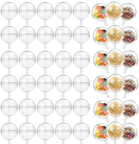 MAGICLULU Dessert Cups 50PCS Clear Chocolate Box Holder Round Truffle Holder Chocolate Bouquet Candy Wrappers for Valentines Day Wedding Birthday Supplies Dessert Cups with Lids