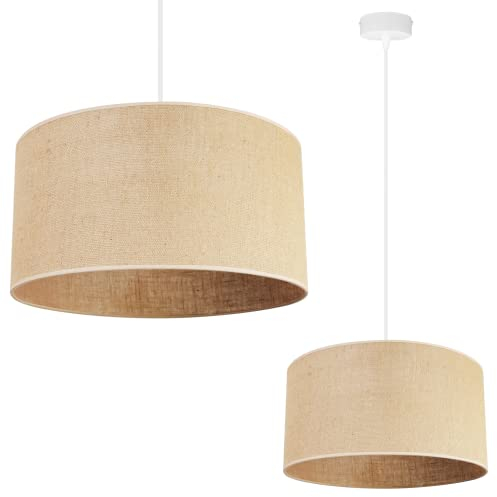 Light-Home Juta Hängelampe - Boho Deckenlampe Esszimmer und Küche - Pendelleuchte aus Metall mit Stoff Lampenschirm - ⌀ 35 cm - Klassisch 1 - Jute