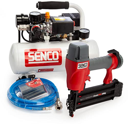 SENCO AFN0024 Low Noise Air Compressor – 58 dB Ultra Quiet, 4L Tank, 0.37HP Oil‑Free 240V AC4504 Portable Compressor for Picture Framing, Upholstery, Gardening & DIY Tasks