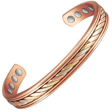 EnerCoppeX 3500 Gauss Magnetic Bracelet for Men and Women, 99.99% Pure Copper Magnetic Bracelet, Classic Indian Hand-Woven Craft, Including 8 Magnets (D)