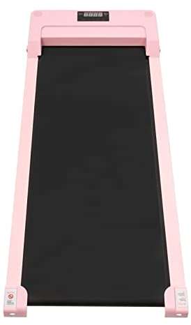 Elektriskt löpband, bärbart löpband, med LED-display och fjärrkontroll, 1-6km/h 1.0HP löpband för hemmaträning, hem, kontor, gym - utan installation (rosa)
