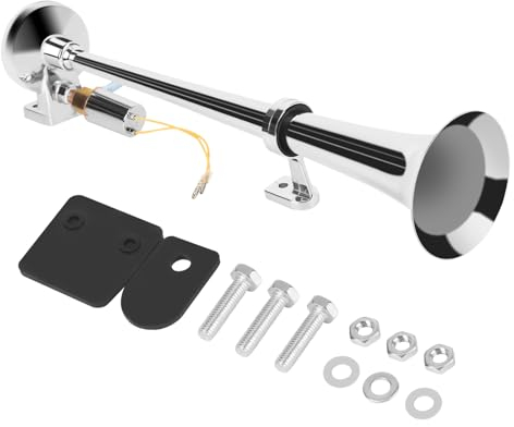 KingSaid 300dB Fanfare Horn 24V - Lautstarkes Horn mit Chrom-Finish - Geeignet für Autos, Lastwagen, Boote und mehr