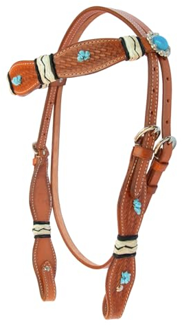 Brama West Western Trense Ohio - Ledertrense - mit türkis Edelsteinen - Gr. Full