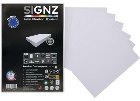 SIGNZ Lot de 350 feuilles de papier pour photocopieur, format A5, blanc, 75 g, pour la maison et le bureau, FSC Mix 70 %