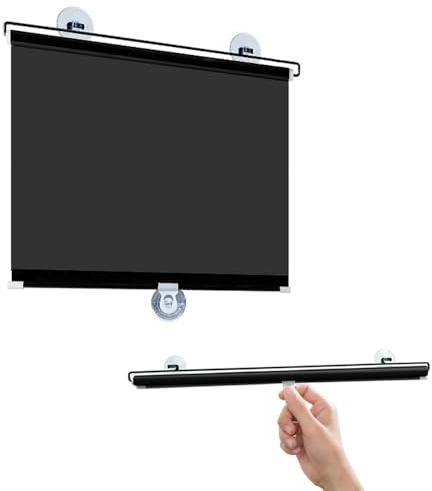 Generisch Saugnapfes Rollo Fensterrollo, W 40/45/50/58/68cm Einziehbarer Verdunkelungsrollo, Temporäre Jalousien, Für Büro, Auto, Ohne Bohren(Pure Black,40x60cm)