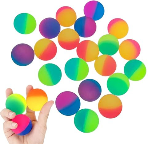 KHDULQ 20 Stück Flummies für Kinder,25 MM Flummi Murmeln Moon Ball Flummis Gummiball Softbälle Gross Hüpfbälle für Kindergeburtstag Gastgeschenke Belohnungen im Klassenzimmer Verwendet Werden