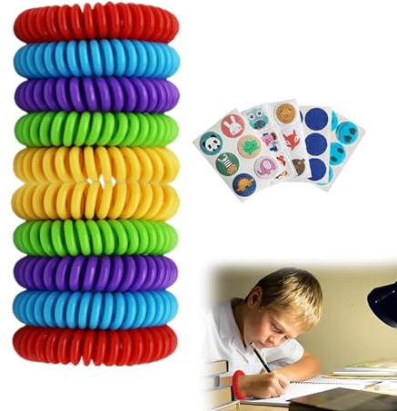 Braccialetti Antizanzare Repellenti, Braccialetto Antizanzare, 10 Pezzi Braccialetti Repellenti per Zanzare, Adesivi Per Zanzare Repellente, Braccialetto Repellente Antizanzare, per Adulti e Bambini