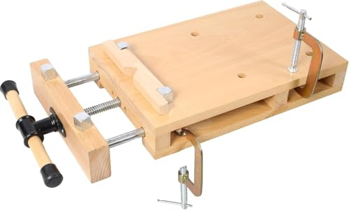​​Tragbare Hobelbank Mobile Werkbank Klein aus Buchenholz, Kompakte Tischwerkbank für Holzwerken, Schnitzen, Schneiden und Klemmen (42 × 28 × 7 cm)​