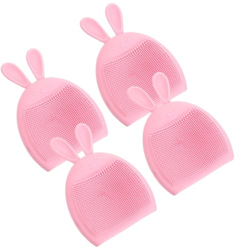 LALADEFIEE Brosse Nettoyante Visage Silicone Lapin Lot de 4 Pièces Petite Taille Brosse Faciale Douce pour Femmes Peau Sensible Soin Quotidien Maison
