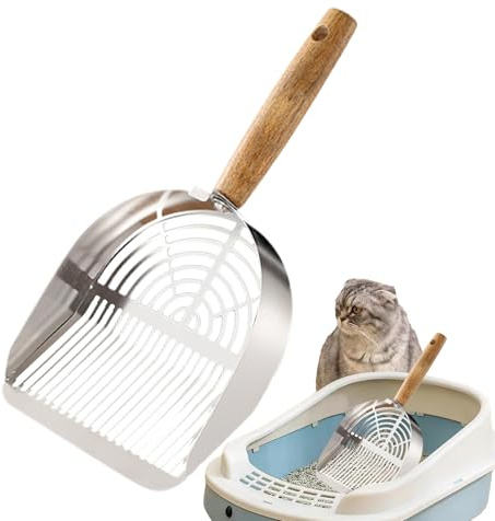 Pala para para Gatos - Recogedor para Excrementos De Gato De Acero Inoxidable, Mango Largo Ergonómico, Herramienta De Tamizado Resistente, Accesorio De Higiene Duradero | Maravilloso Suministro