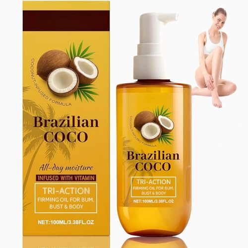 Coconut Oil for Skin, Brazilian Coco Moisturizing Body Oil, Fast Absorbing Lightweight Hydrating Skin Oil For Daily Body Use