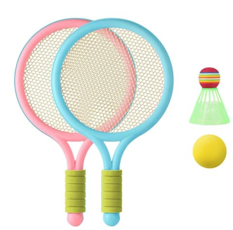 Ensemble de Raquette de Tennis pour Enfants, Raquette Badminton en Plastique pour Tout-Petits avec Balle Tennis