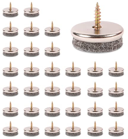 Möbel-Filz-Pads – 28 mm Durchmesser Filz-Pads für Möbelfüße. 5MM dicke Stuhlbein-Bodenschoner. Möbelpads mit einfacher Schraubmontage sind ideale Bodenschutzpads (32er Pack)