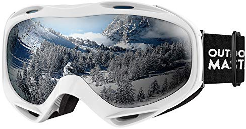 OutdoorMaster Masque de Ski OTG - Anti-Buée Lunettes de Ski, Anti-poussière Coupe-Vent 100% protection UV400 Masques de Snowboard pour Hommes & Femme,Garçons et Filles (VLT 10.9%)