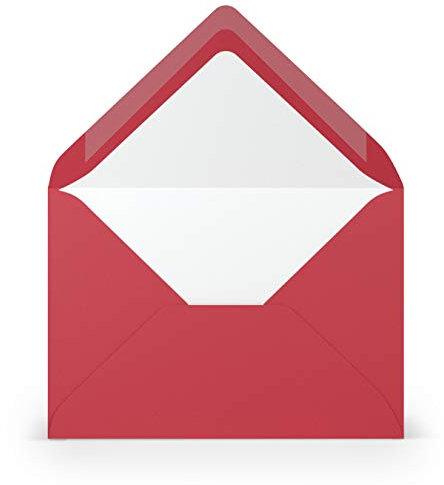 PAPERADO 50 Briefumschläge Rot gerippt - 100 g/m² Kuvert Ohne Fenster 11,4 x 16,2 cm - Umschläge mit Nassklebung spitze Klappe