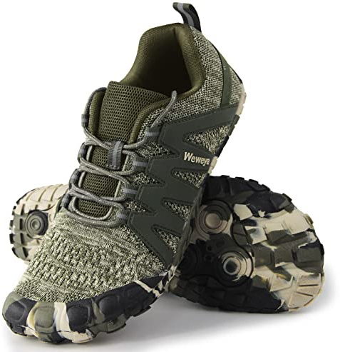 Weweya Barefoot Shoes Men Workout Running Cross Training Five Fingers Minimalist Running Five Toe Box Tennis Shoe Size 9 Camouflage Green