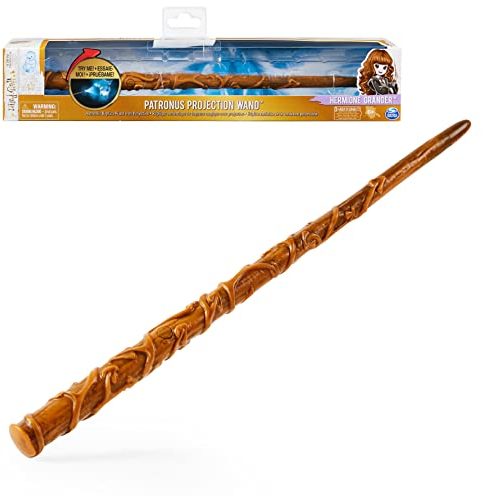 HARRY POTTER WIZARDING WORLD - BAGUETTE MAGIQUE PROJECTION PATRONUS HERMIONE GRANGER - Baguette Harry Potter 30 cm - Projection Lumineuse Patronus Et Effet Tremblement - Jouet Enfant 6 ans et +