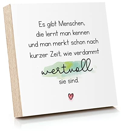 ARTFAVES® Holzbild mit Spruch - Es gibt Menschen, die lernt man kennen | Deko Geschenk zum Thema Freundschaft/Größe: 14,8 x 14,8 cm