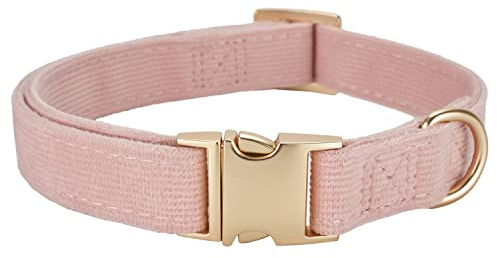 YUDOTE Collar de pana de algodón natural ultrasuave para perros medianos con piel sensible, color rosa polvoriento