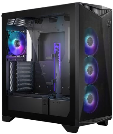 MSI MPG GUNGNIR 300R Airflow – Boîtier PC de Jeu de qualité supérieure – Panneau latéral en Verre trempé – Ventilateurs ARGB 120 mm – Support de Refroidissement Liquide jusqu'à 360 mm – Panneau Avant