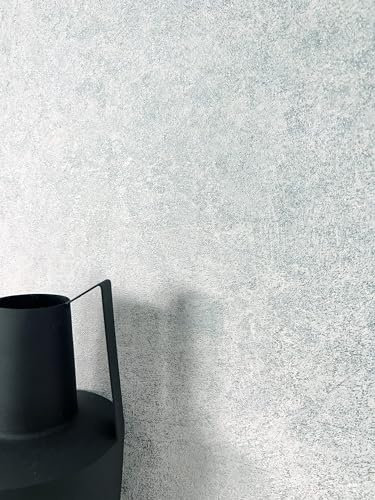 Newroom Tapete Weiß Silber Vlies Putzoptik - Modern Glamour Struktur Glanz für Wohnzimmer Schlafzimmer