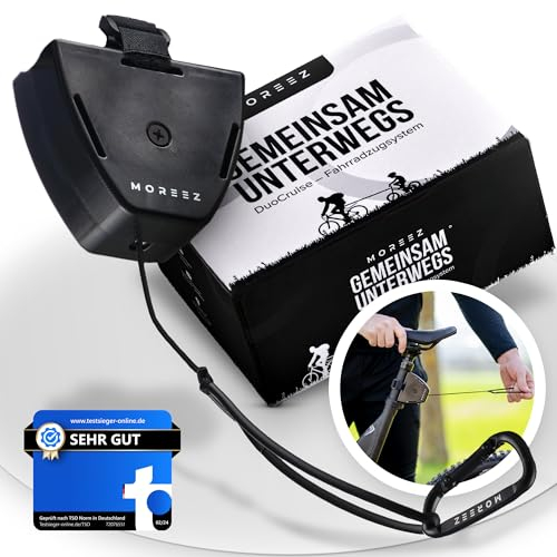 MOREEZ Abschleppseil Fahrrad Kinder Und Erwachsene [Für Alle Radtypen] Einfaches An- und Abkoppeln, Sekundenschnelle Montage, Zuglast 120Kg, E-Bike, Woom Fahrrad, Mountainbike Bestelle Jetzt!