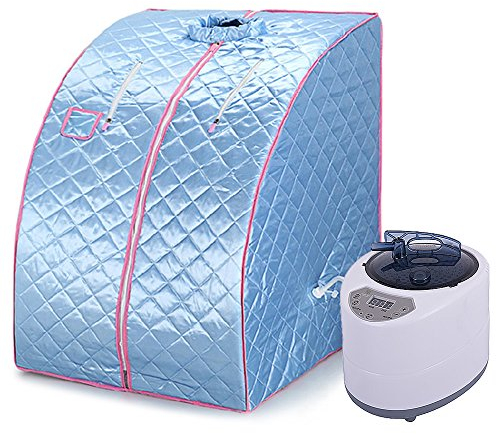 Mini sauna, sauna à vapeur pour la maison, générateur de vapeur SPA Home Sauna Machine de sauna avec tente de sauna et télécommande Température (75 x 35 x 25 cm, bleu)