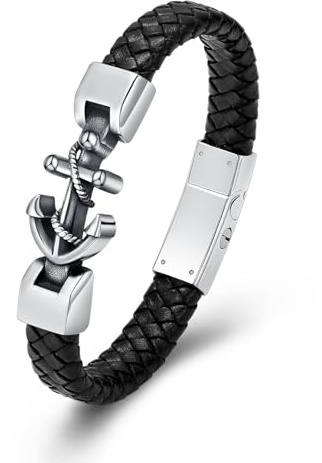 Minicremation Cremation Anchor Urn Bracelet for Ashes for Women Men Stainless Steel Leather Bangle Bracelet Memorial Keepsake Human Cuff Ases Bracelet