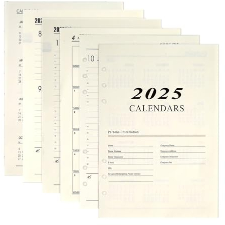 JALEVID 2025 Wochenplaner Einlage A5 6 Löcher, 176 Seiten Monatsplaner Einlag Refills, 2025 Kalendereinlage Personal Organizer Nachfüllpapier für Planer, Tagebücher, DIY-Projekte, Jan.2025 – Dez.2025