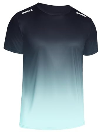 Weardear Sport Shirt Männer Kurzarm Gym Shirt Laufshirt Herren Gradient Oberteile Atmungsaktiv Laufshirt Trainingsshirt Herren Grau S