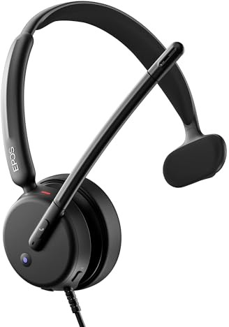 EPOS Impact 430T Auriculares Mono USB-C y USB-A On-Ear con Doble Micrófono con Cancelación de Ruido, Certificado Teams, Plug-and-Play, Compatibles con Zoom, para Oficina y Llamadas de Negocios