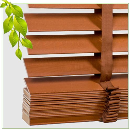 Persianas venecianas horizontales de madera auténtica, 85 x 200 cm, color marrón, persianas enrollables para día y noche, tamaños personalizados 55/70/95/110/135 cm