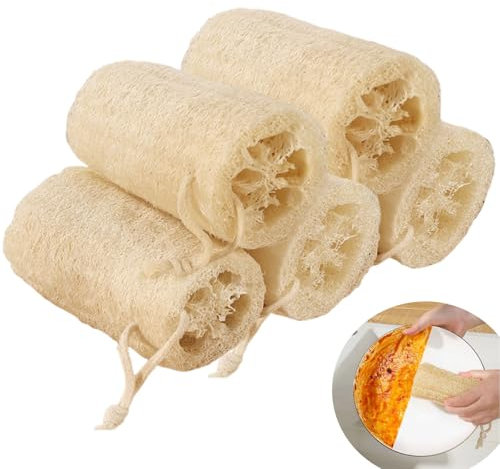Natürliche Luffa Schwamm 5 Stücke - Gurke Badeschwamm, Peeling Duschschwamm Spülschwämme für Körperpflege, Küche, Bad Scrubber und Seife 12.1 cm