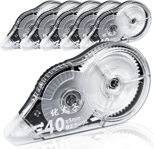 WYTNB Große Kapazität Korrekturbänder - 30m Maus Roller Korrigieren, 6 Stück Glatt Correction Tape Schulsachen, Nützliches Korrekturroller Set, 5mm Weiß PET Korrekturmaus für Schulen Büros