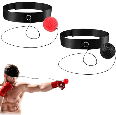 Sac de boxe, 2 balles de réflexes avec 1 bandeau réglable, appareil d'entraînement de boxe, pour réaction, mobilité, coordination œil-main, capacité de combat