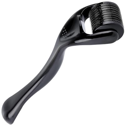 Derma-Roller 0.5mm, Rouleau à Billes Derma-roller Barbe Derma-roller pour Microneedling Masseur Barbe Rouleau pour Croissance Roller Micro Aiguille Avec 540 Microneedles pour Visage Corps Yeux (Noir)