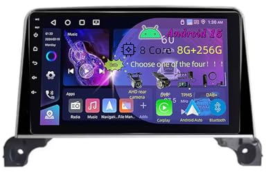 Autorradio Bluetooth GPS Navi Android 15 de 9 Pulgadas con Pantalla táctil Doble DIN para Peugeot 3008 2017-2020 CarPlay AHD cámara de visión Trasera navegación GPS Controles en el Volante (C1 2+32G)
