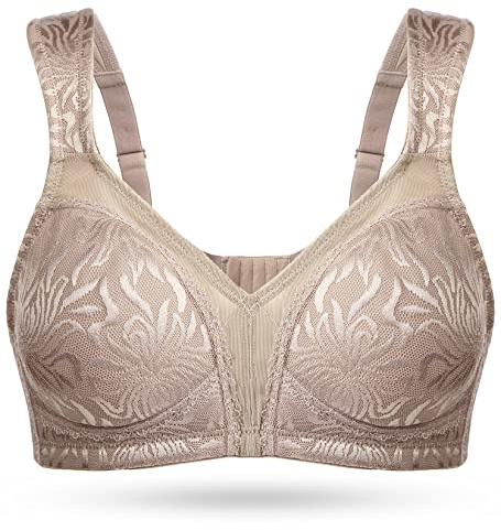 Wingslove Women's Full Coverage Non Padded Comfort Minimizer Wire-Free Bra Plus Size(Toffee,38DD)