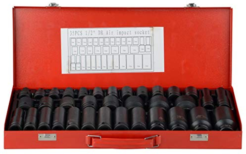 Lot de 35 douilles à choc 1/2 6 points 8-32 mm métriques profondes pour voiture, garage