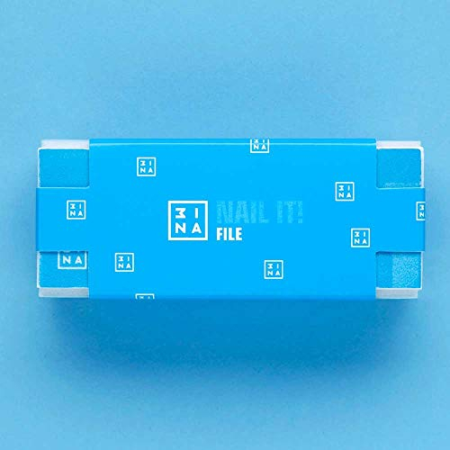 3INA MAKEUP - The Nail it! File - Azul - Lima para uñas - Pulir y Reparar - Uñas de brillo suave con forma corta de cuatro pasos - Lima de manicura portátil - Fácil de usar - Vegan - Cruelty Free