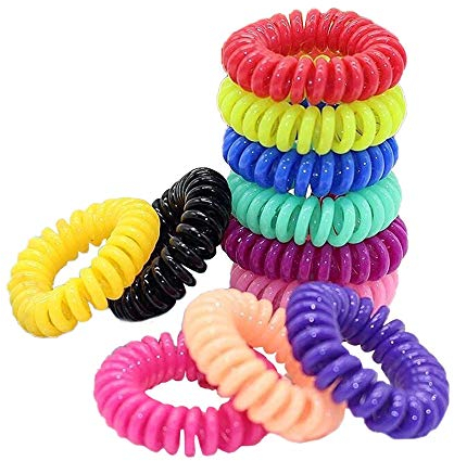 SACALA 50Pcs Spiral Hair Ties,Colorful Phone Cord Hair Ties, Coil Hair Ties Ponytail Holder For 10 colors, No Crease Invisible Hair Ties Set