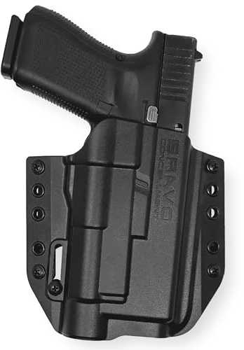 Bravo Concealment Adaptive OWB Gun Holster for Glock 19/17 - Compatible with Tactical Weapon Light TLR-1 HL - Adjustable Cant, Secure Retention, and Curved Comfort Design for Open or Concealed Carry