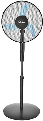 Ardes AR5EA41PB Easy 41PB PLUS Ventilateur sur pied rond 3 pales 40 cm, hauteur 130 cm, 3 niveaux de vitesse, design premium total noir