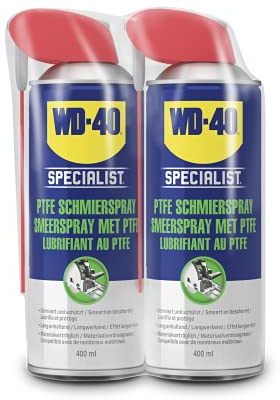 WD-40 Specialist PTFE Schmierspray Smart Straw | 2×400ml | Reduziert Reibung & Verschleiß | Langanhaltende Schmierung | Für Metall, Gummi, Kunststoff & Glas | Wasserabweisend | 360°-Ventil