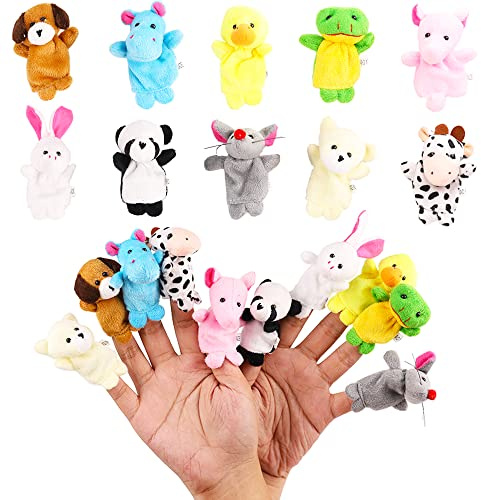 10Pcs Finger Puppets Set - Soft Plush Animals Finger Puppet Toys for Kids, Mini Plush Figures Toy Assortment for Boys & Girls, Party Favors for Shows, Playtime, Schools